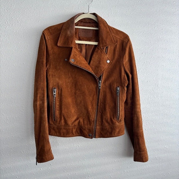 BlankNYC Brown 100% Genuine Suede Moto Jacket - Picture 7 of 8